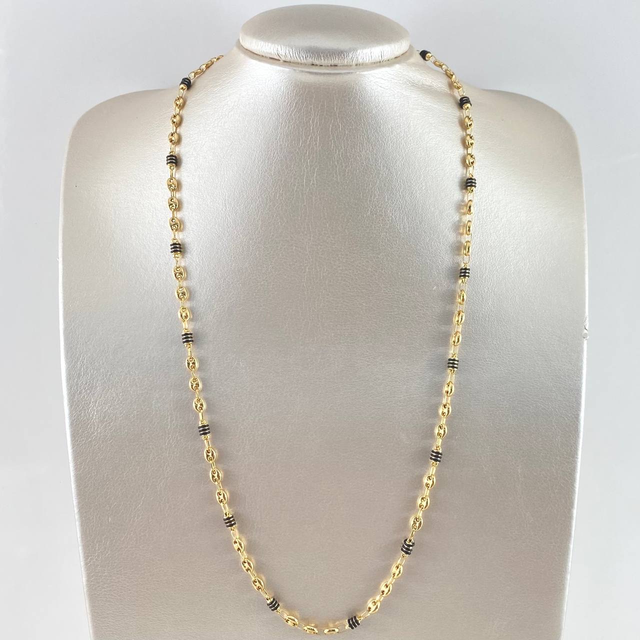 Cadena Rustica GC Barril 9.35gr / 60cm / 4mm Cauchos Negros Oro Amarillo *