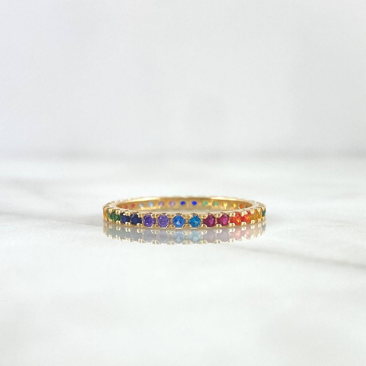 Anillo Churumbela 1.85gr / T7 1/2 / Circones Multicolores Oro Amarillo