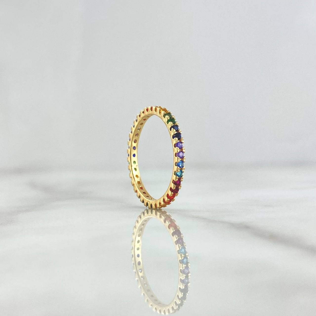 Anillo Churumbela 1.85gr / T7 1/2 / Circones Multicolores Oro Amarillo
