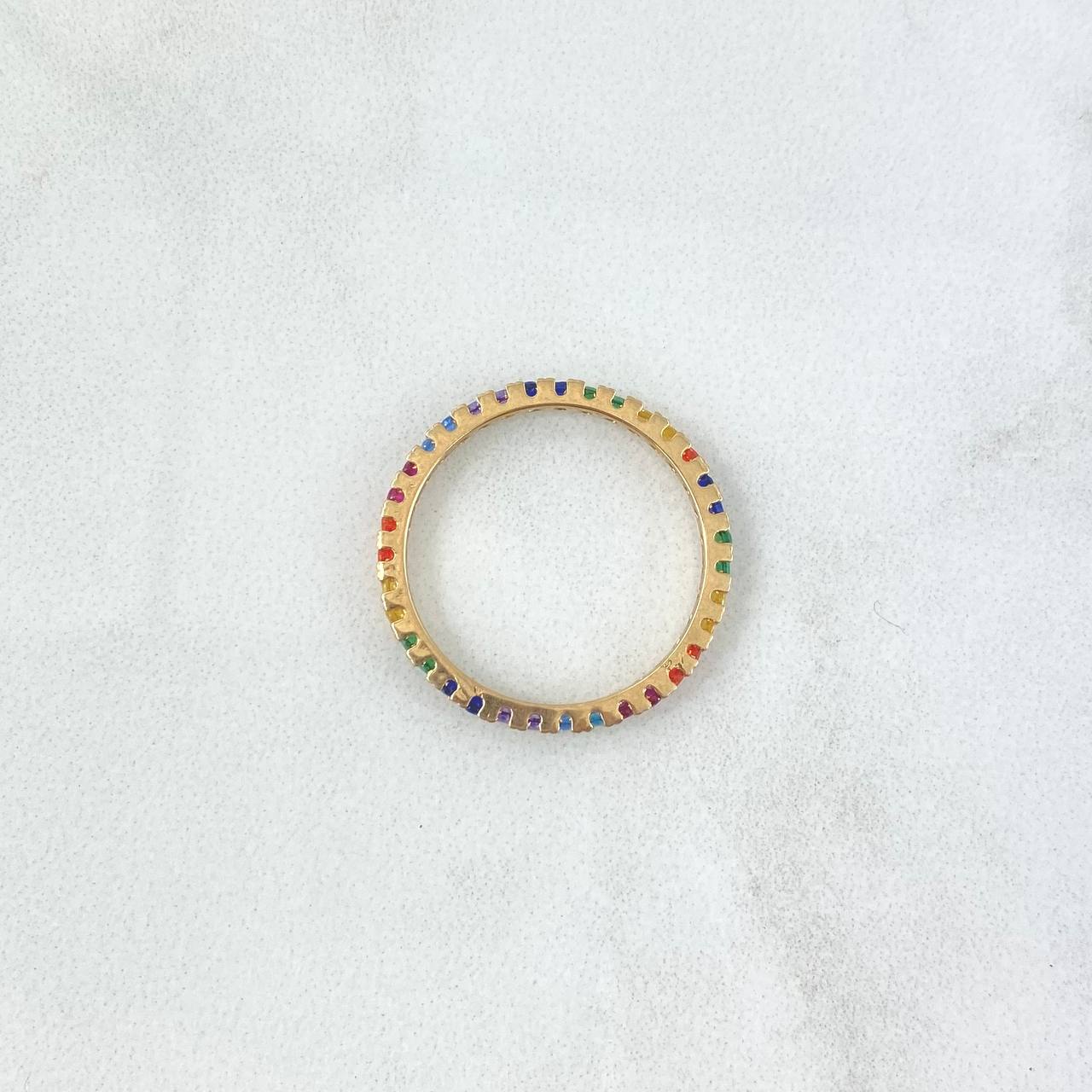 Anillo Churumbela 1.85gr / T7 1/2 / Circones Multicolores Oro Amarillo