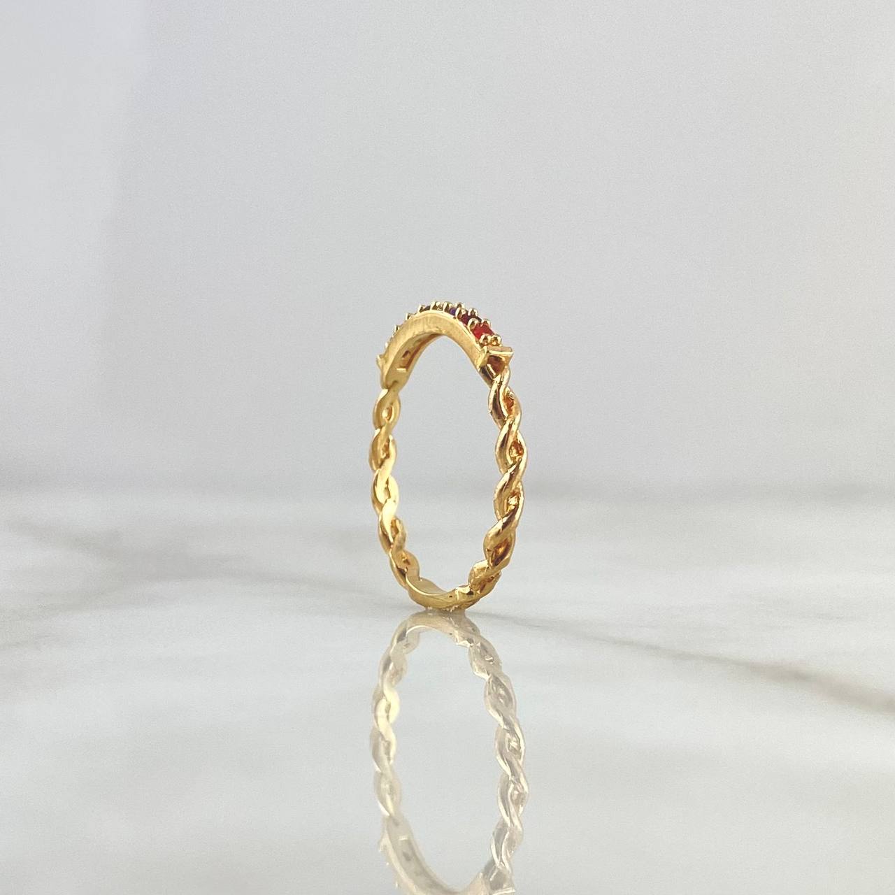 Anillo Medio Carril Trenzado 1.75gr / T6 3/4 / Circones Multicolores Oro Amarillo