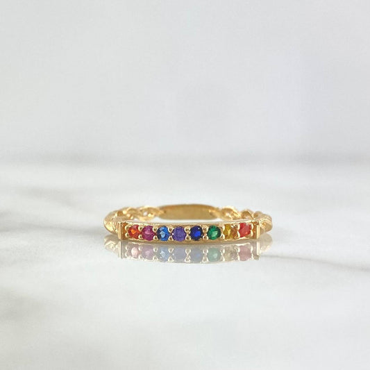 Anillo Medio Carril Trenzado 1.75gr / T6 3/4 / Circones Multicolores Oro Amarillo