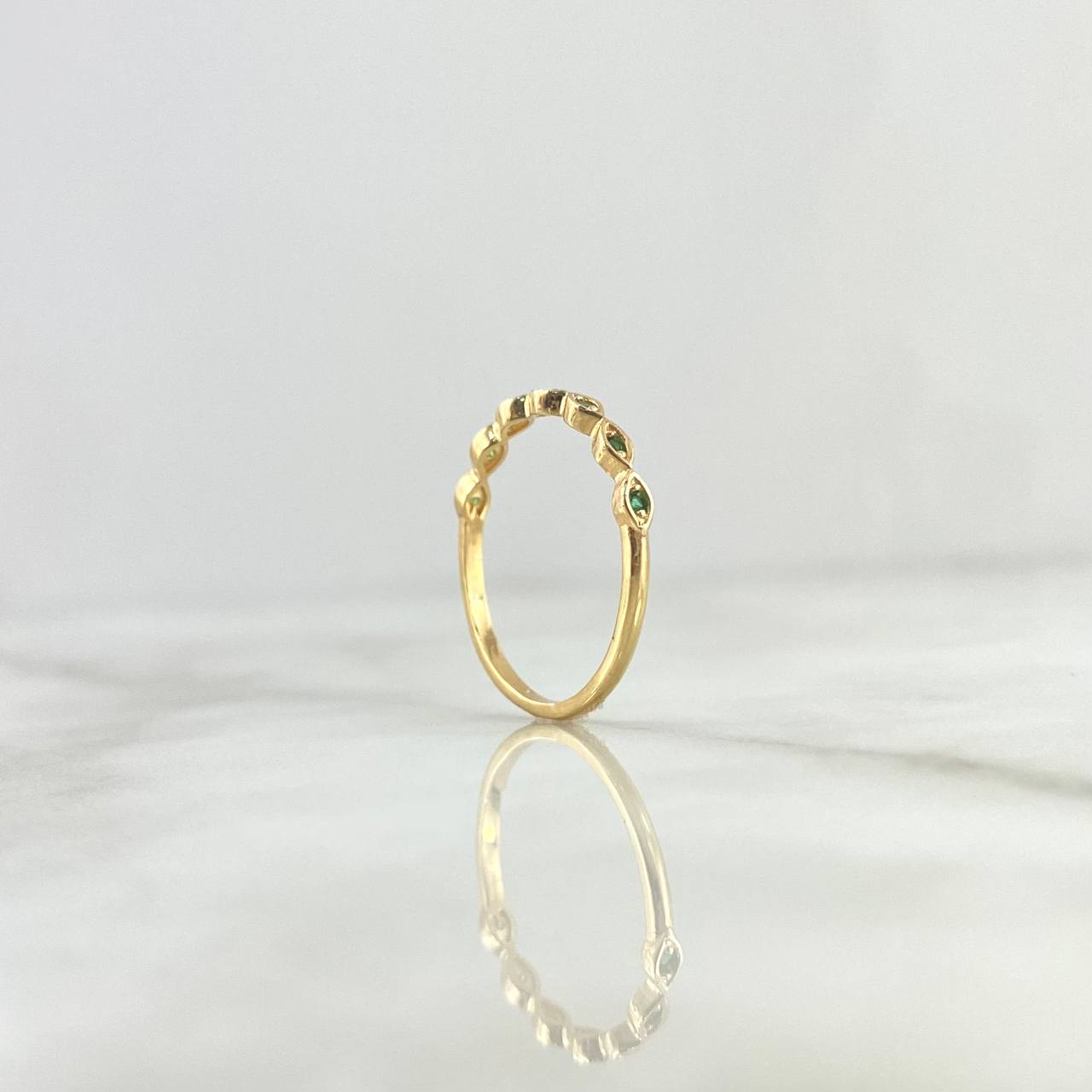 Anillo Ojos Infinitos 1.5gr / T6 1/2 / Circones Verdes Oro Amarillo