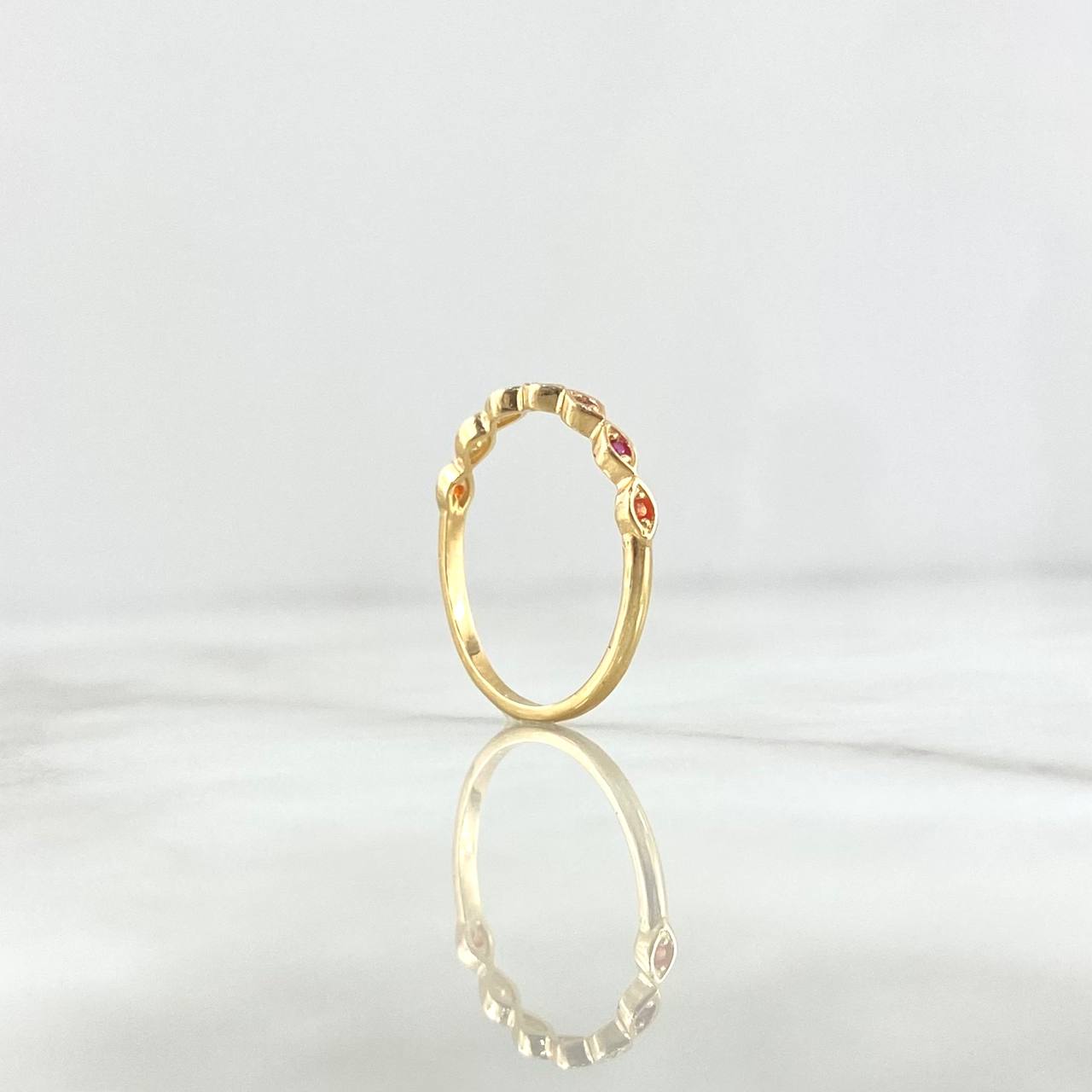 Anillo Ojos Infinitos 1.45gr / T7 1/2 / Circones Multicolores Oro Amarillo