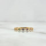Anillo Ojos Infinitos 1.45gr / T7 1/2 / Circones Multicolores Oro Amarillo