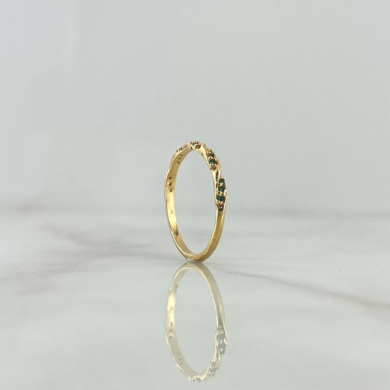 Anillo Rama Trenzada 1.15gr / T6 / Circones Verdes Oro Amarillo