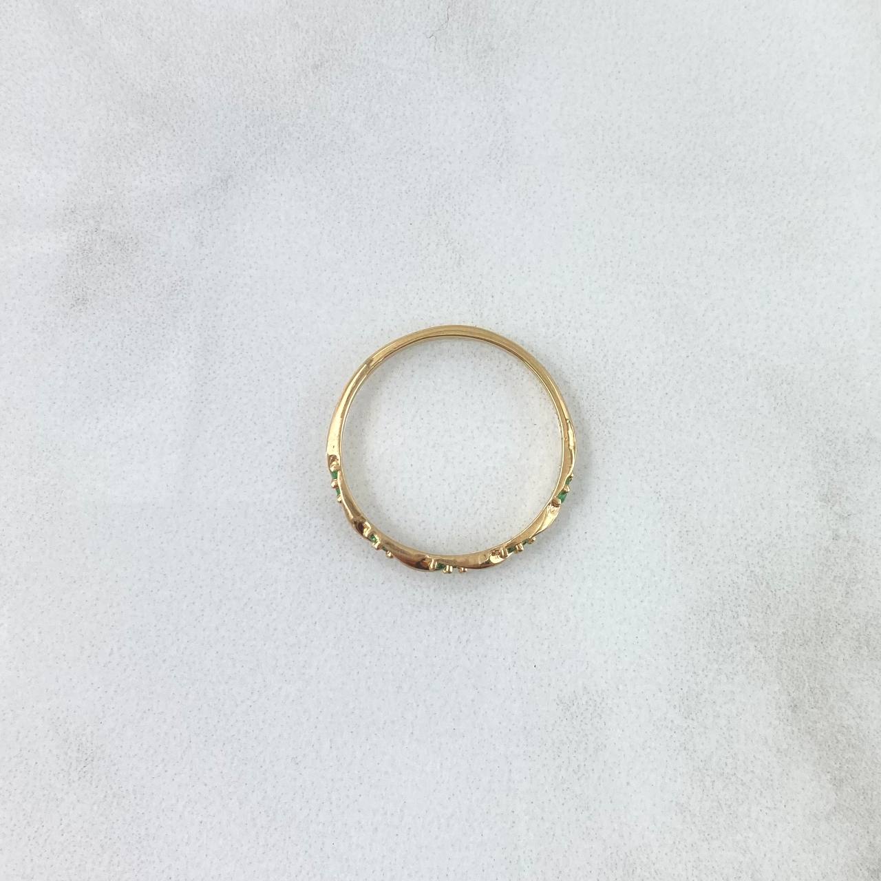 Anillo Rama Trenzada 1.15gr / T6 / Circones Verdes Oro Amarillo