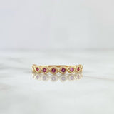 Anillo Olas Entrelazadas 1.5gr / T6 1/2 / Circones Fucsias Oro Amarillo
