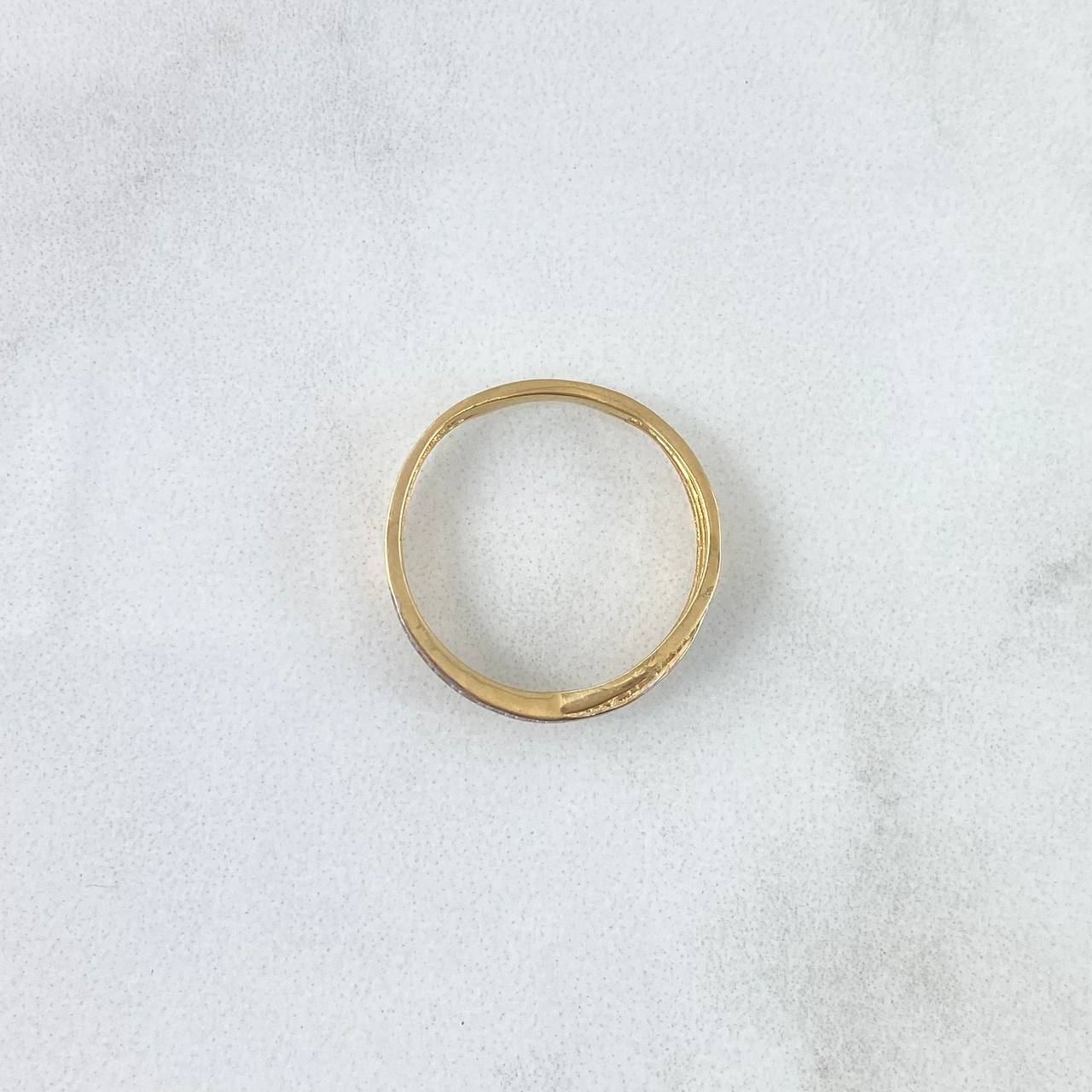 Anillo Lineas Cruzadas 1.45gr / T6 / Circones Blancos Dos Oros Amarillo Blanco