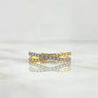 Anillo Lineas Cruzadas 1.45gr / T6 / Circones Blancos Dos Oros Amarillo Blanco
