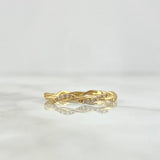 Anillo Rama Trenzada 1.2gr / T6 / Circones Blancos Oro Amarillo