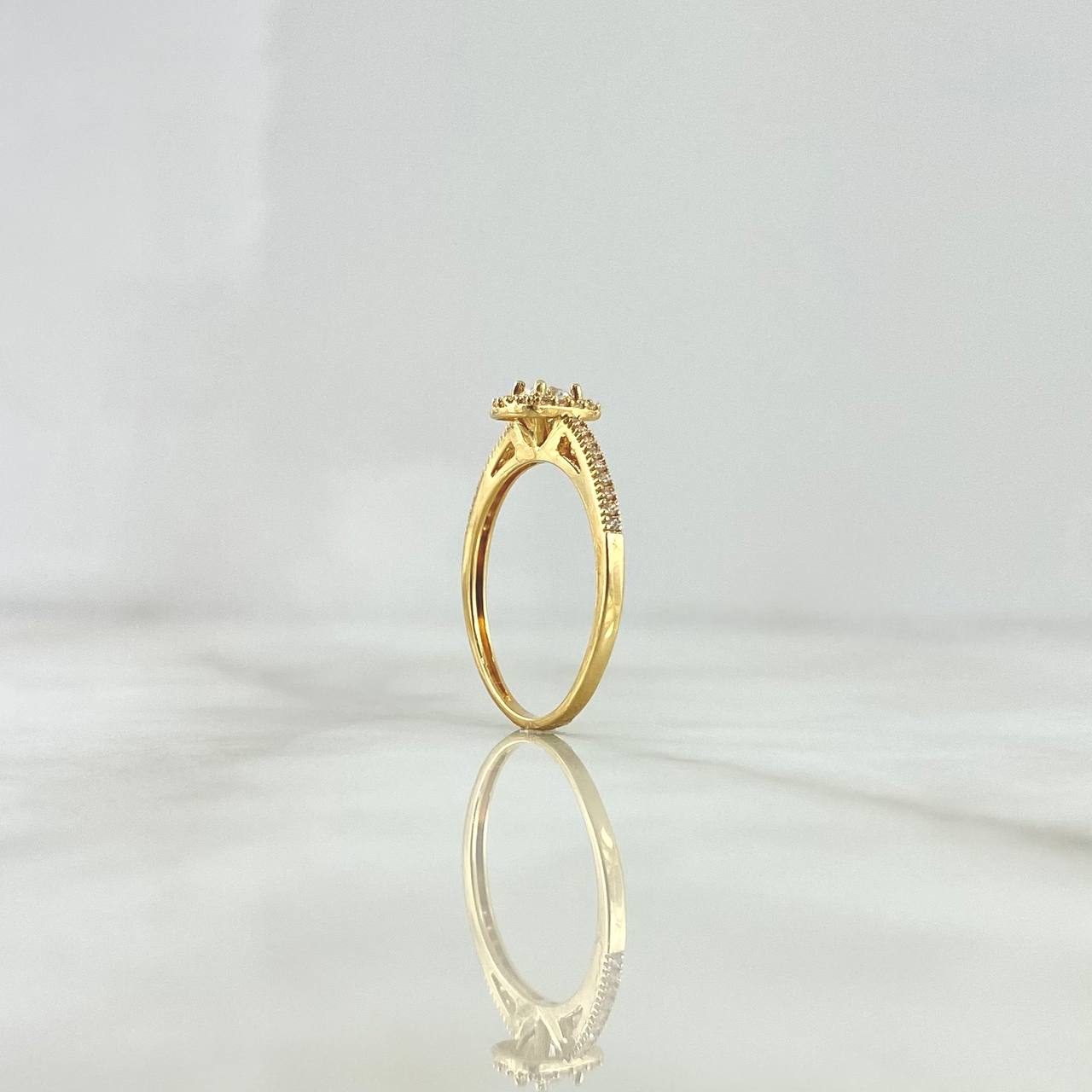 Anillo Solitario Halo Tupido 1.95gr / T6 1/2 / Circones Blancos Oro Amarillo