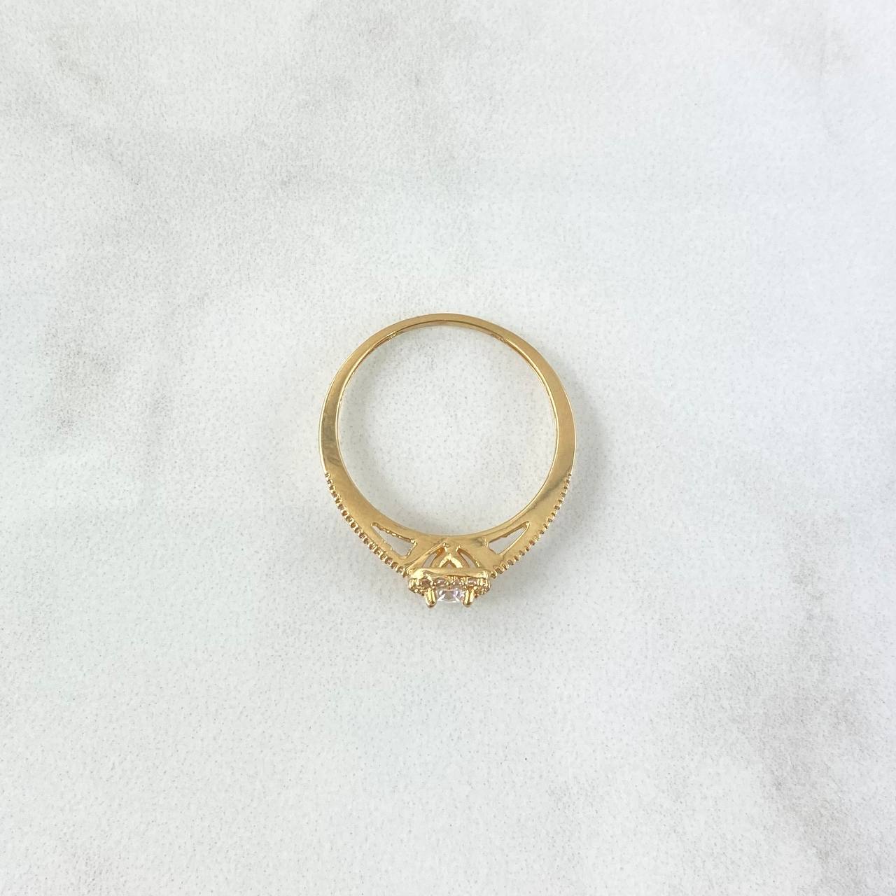 Anillo Solitario Halo Tupido 1.95gr / T6 1/2 / Circones Blancos Oro Amarillo