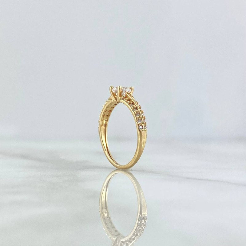 Anillo Solitario Doble Carril 2.1gr / T5 / Circones Blancos Oro Amarillo
