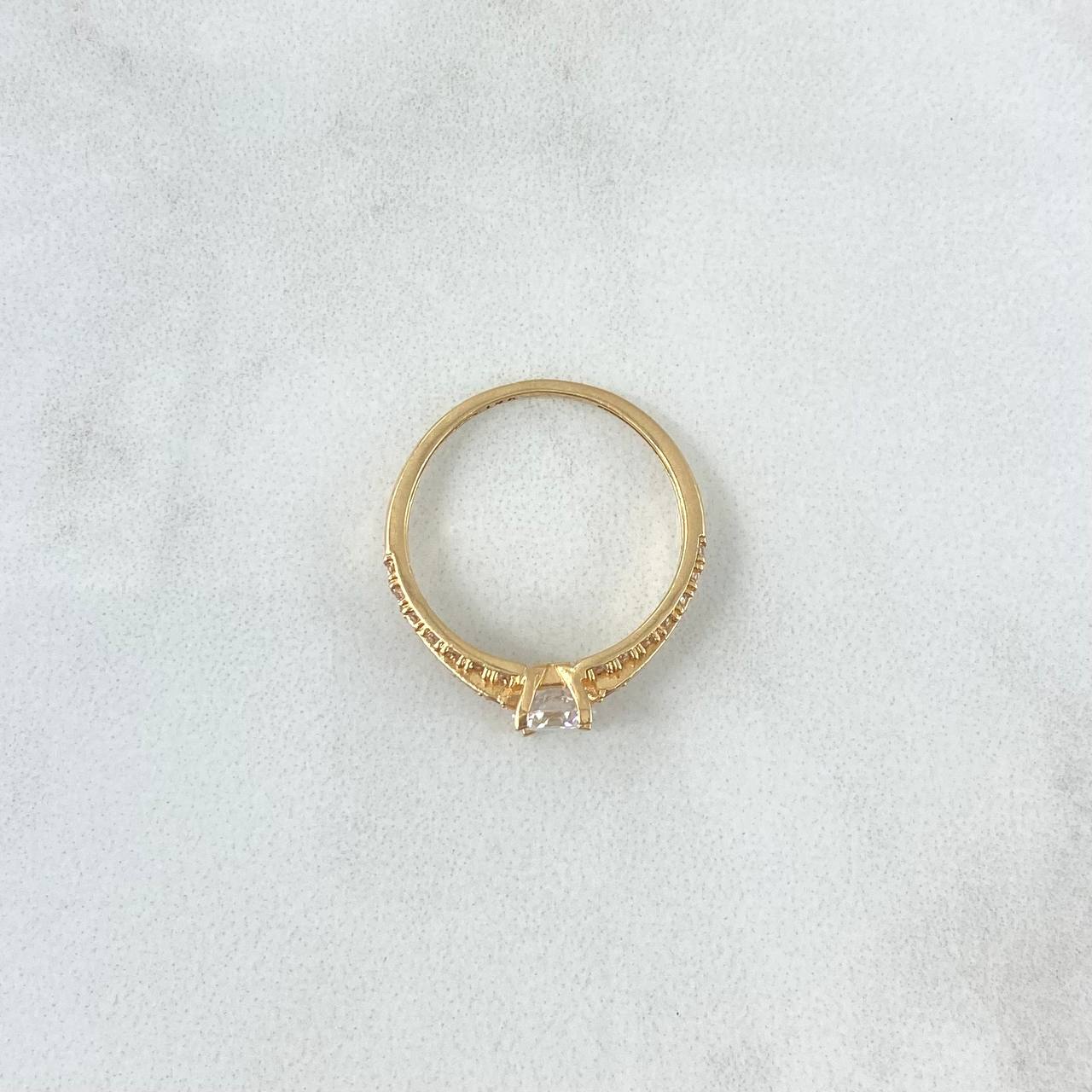 Anillo Solitario Doble Carril 2.1gr / T5 / Circones Blancos Oro Amarillo