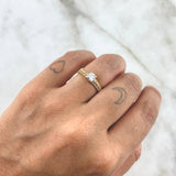 Anillo Solitario Doble Carril 2.1gr / T5 / Circones Blancos Oro Amarillo