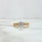 Anillo Solitario Doble Carril 2.1gr / T5 / Circones Blancos Oro Amarillo