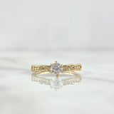 Anillo Solitario Escalonado 1.7gr / T5 3/4 / Circones Blancos Oro Amarillo