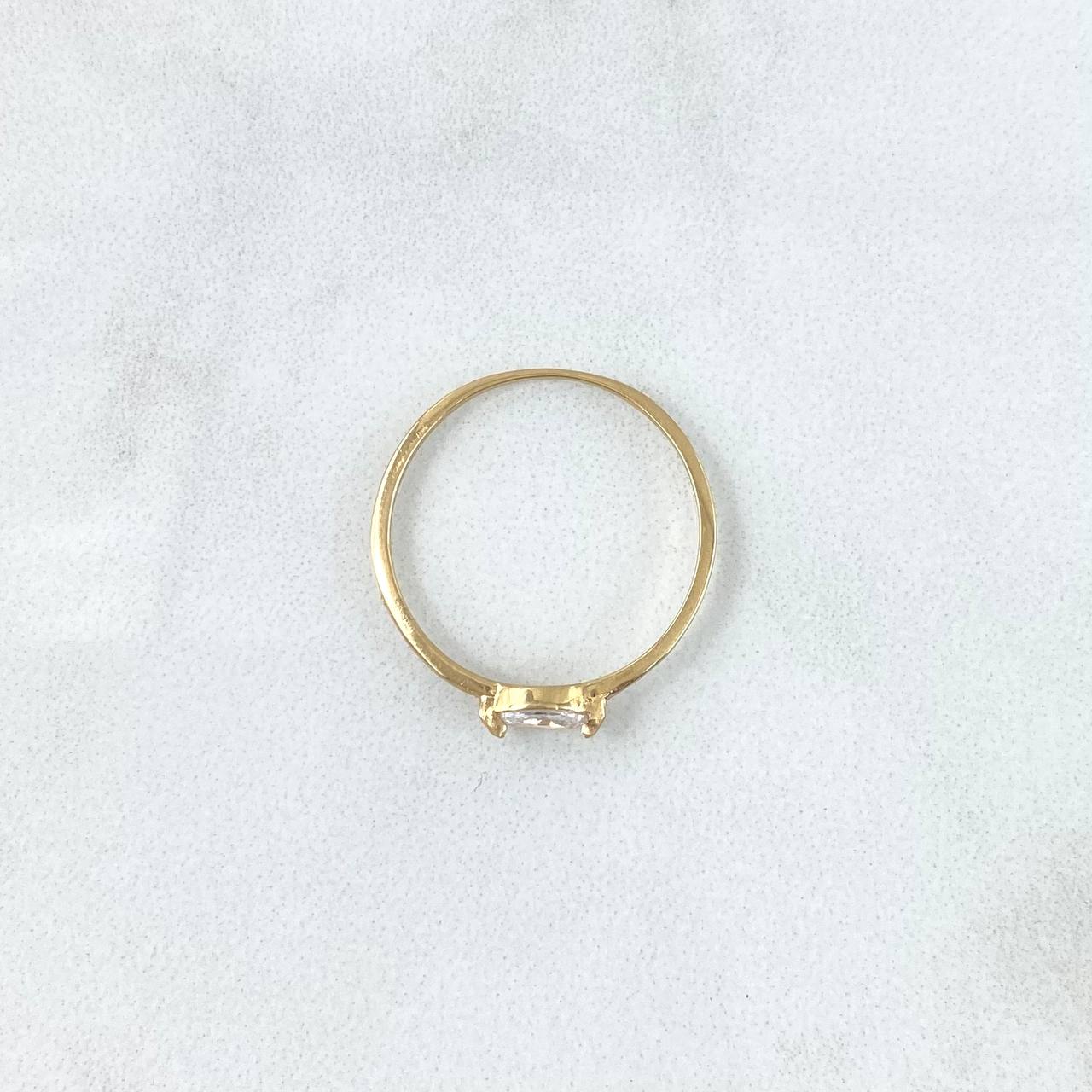 Anillo Solitario Marquesa Horizontal 0.85gr / T6 1/4 / Circon Blanco Oro Amarillo