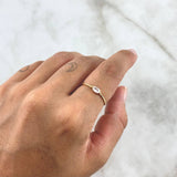 Anillo Solitario Marquesa Horizontal 0.85gr / T6 1/4 / Circon Blanco Oro Amarillo