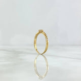 Anillo Solitario Flor Cruzada 1.15gr / T6 / Circones Blancos Oro Amarillo