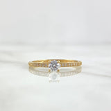 Anillo Solitario Carril 1.6gr / T7 / Circones Blancos Oro Amarillo