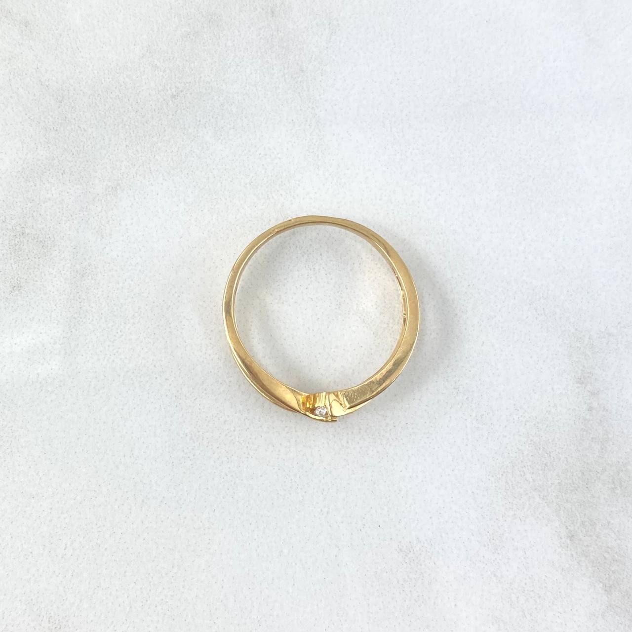 Anillo Solitario Abrazo Doble 2.35gr / T7 1/2 / Circon Blanco Oro Amarillo