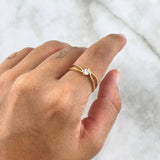 Anillo Solitario Abrazo Doble 2.35gr / T7 1/2 / Circon Blanco Oro Amarillo
