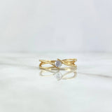 Anillo Solitario Abrazo Doble 2.35gr / T7 1/2 / Circon Blanco Oro Amarillo