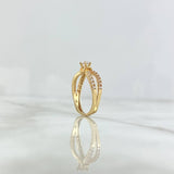 Anillo Solitario Lineas Cruzadas 3gr / T6 / Circones Blancos Oro Amarillo
