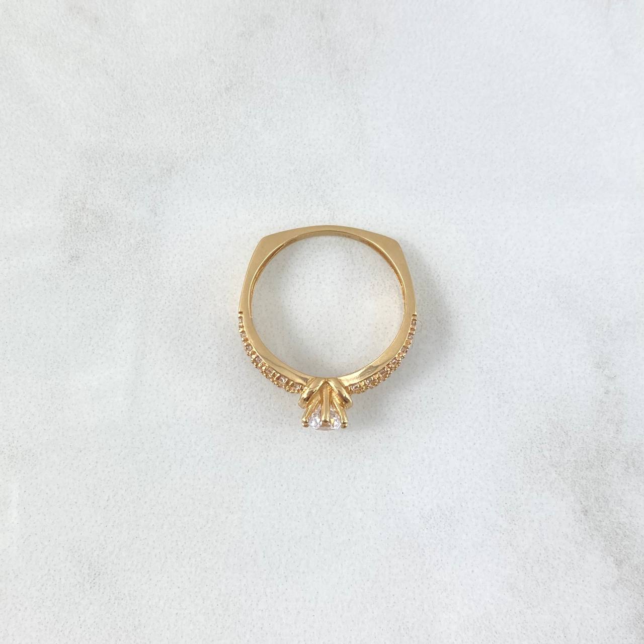 Anillo Solitario Lineas Cruzadas 3gr / T6 / Circones Blancos Oro Amarillo