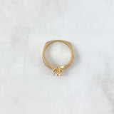 Anillo Solitario Lineas Cruzadas 3gr / T6 / Circones Blancos Oro Amarillo