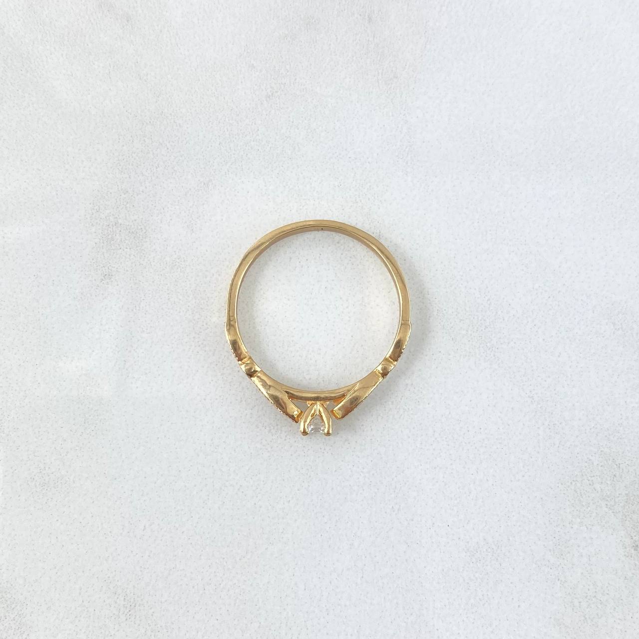 Anillo Solitario Ojos Infinitos Seccionados 2.05gr / T5 1/2 / Circones Blancos Oro Amarillo