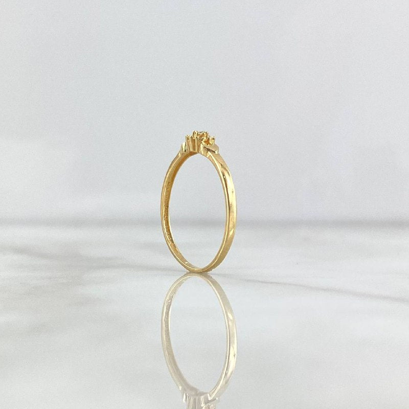 Anillo Solitario Flor Corazones 1.15gr / T7 1/2 / Circones Blancos Oro Amarillo