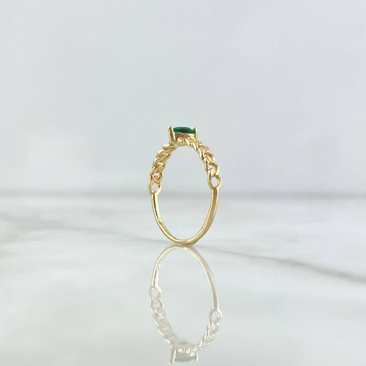 Anillo Solitario Corazón Cubano 1.25gr / T5 1/2 / Circon Verde Oro Amarillo