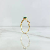Anillo Solitario Corazón Cubano 1.25gr / T5 1/2 / Circon Verde Oro Amarillo