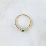 Anillo Solitario Corazón Cubano 1.25gr / T5 1/2 / Circon Verde Oro Amarillo