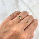 Anillo Solitario Corazón Cubano 1.25gr / T5 1/2 / Circon Verde Oro Amarillo