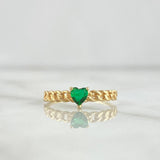 Anillo Solitario Corazón Cubano 1.25gr / T5 1/2 / Circon Verde Oro Amarillo