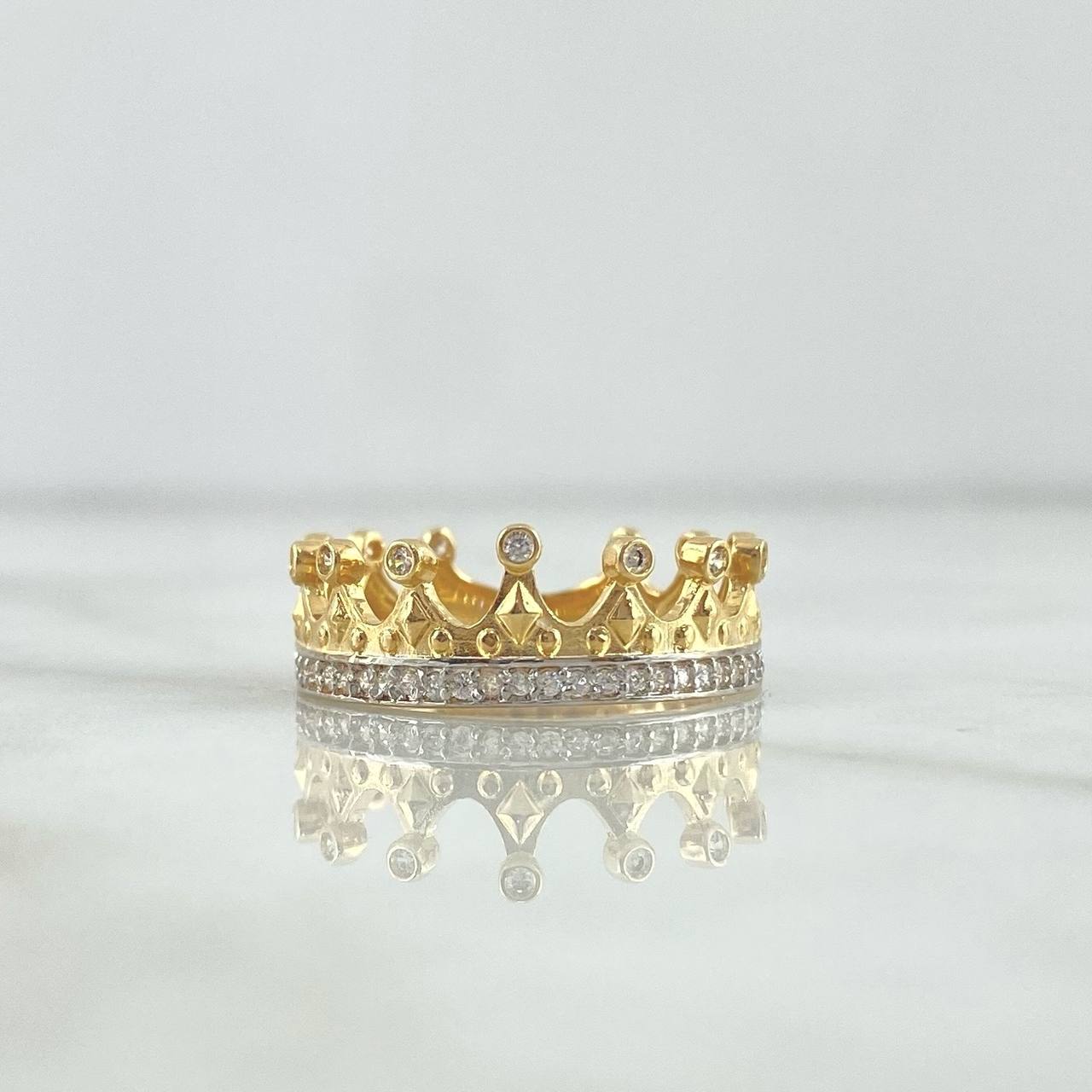 Anillo Corona Monarca 3.3gr / T7 1/2 / Circones Blancos Dos Oros Amarillo Blanco