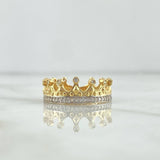 Anillo Corona Monarca 3.3gr / T7 1/2 / Circones Blancos Dos Oros Amarillo Blanco