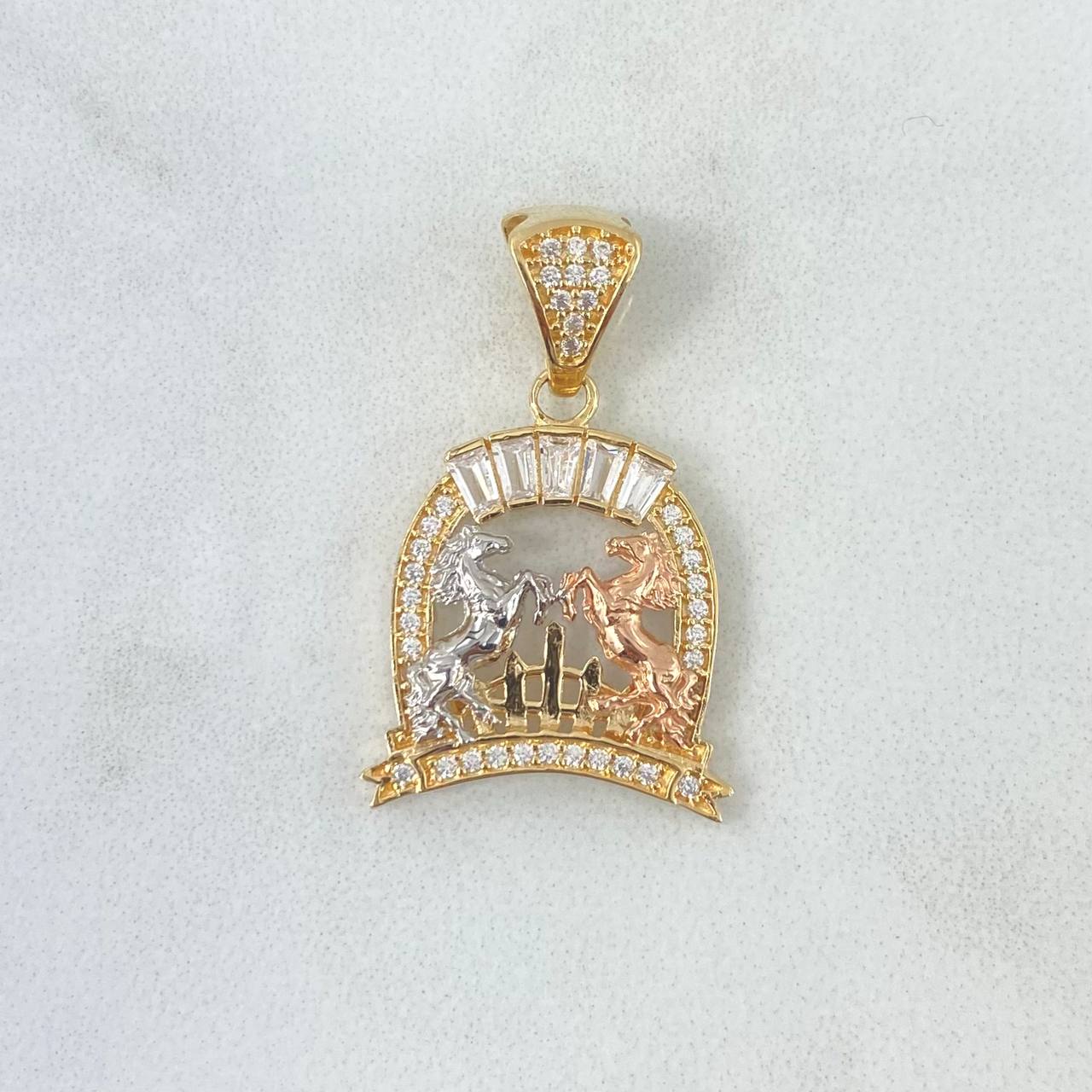 Dije Herradura Caballos 3.1gr / 2.8cm / Circones Blancos Tres Oros