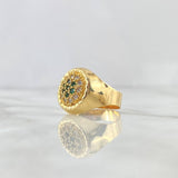 Anillo Sello Floreado 4.5gr / T9 1/4 / Circones Blancos Verdes Oro Amarillo ©