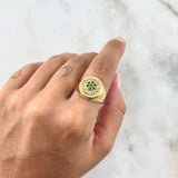 Anillo Sello Floreado 4.5gr / T9 1/4 / Circones Blancos Verdes Oro Amarillo ©