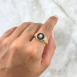 Anillo Sello Corona RX 3.75gr / T11 1/4 / Escamado Circones Blancos Dos Oros Amarillo Rosa 18K *