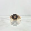 Anillo Sello Corona RX 3.75gr / T11 1/4 / Escamado Circones Blancos Dos Oros Amarillo Rosa 18K *