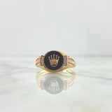 Anillo Sello Corona RX 3.75gr / T11 1/4 / Escamado Circones Blancos Dos Oros Amarillo Rosa 18K *