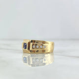 Anillo Solitario Cuadriculado 3.95gr / T6 3/4 / Circones Blancos Y Azul Oro Amarillo ©