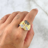 Anillo San Miguel Arcangel 11.3gr / T10 1/4 / Circones Blancos Oro Amarillo ©