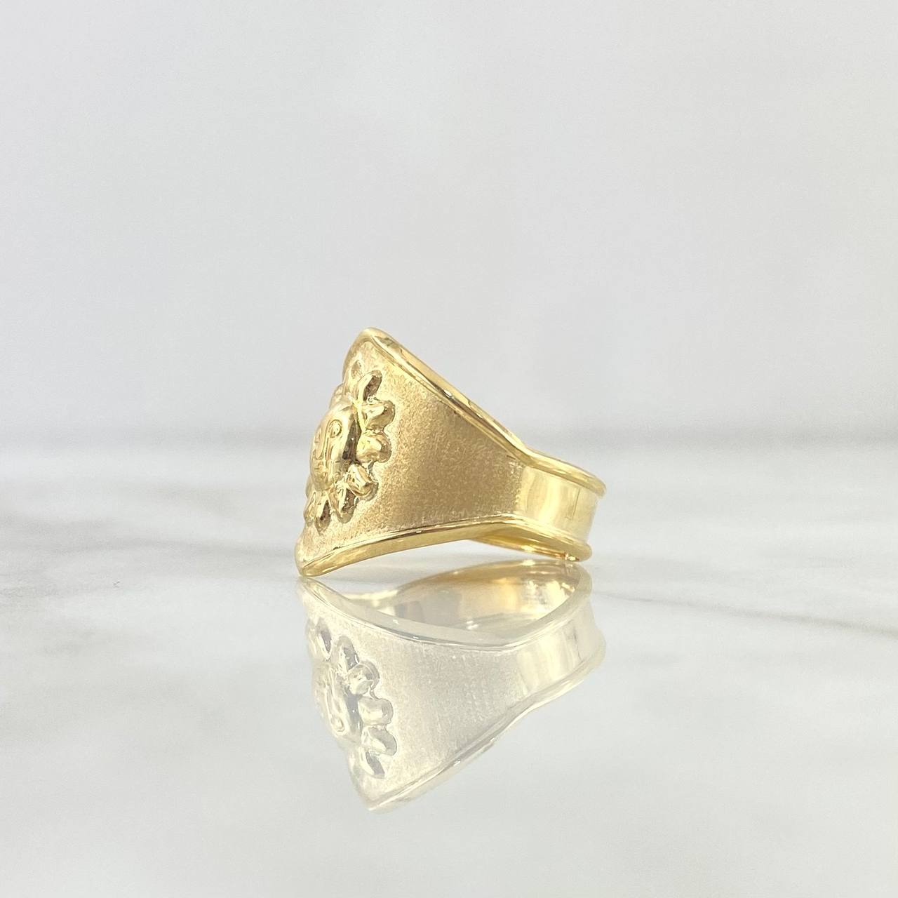 Anillo Sello Sol 2gr / T7 / Mate Texturizado Oro Amarillo ©